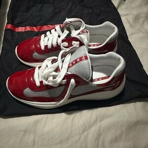 Patent leather and technical fabric Prada America's Cup sneakers